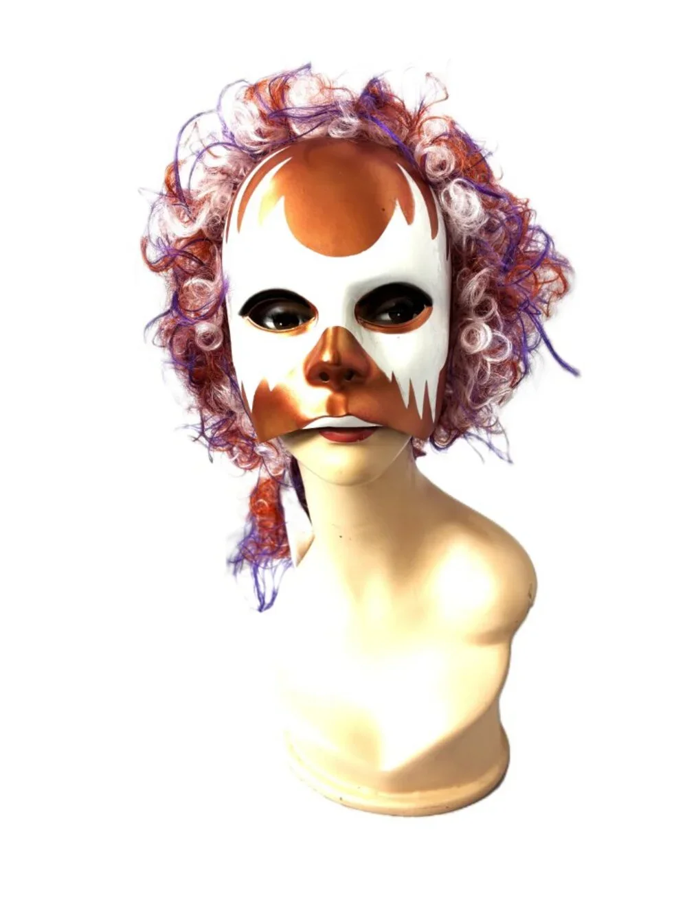 Rare VTG 90's Cesar Group Halloween Carnival Bronze White Mask W/wig NWT NOS
